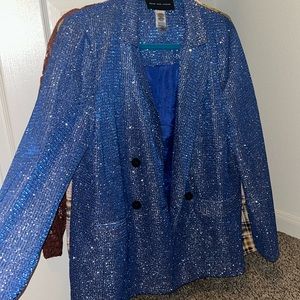 Know. One. Cares. Royal Blue Metallic Blazer- Womens L